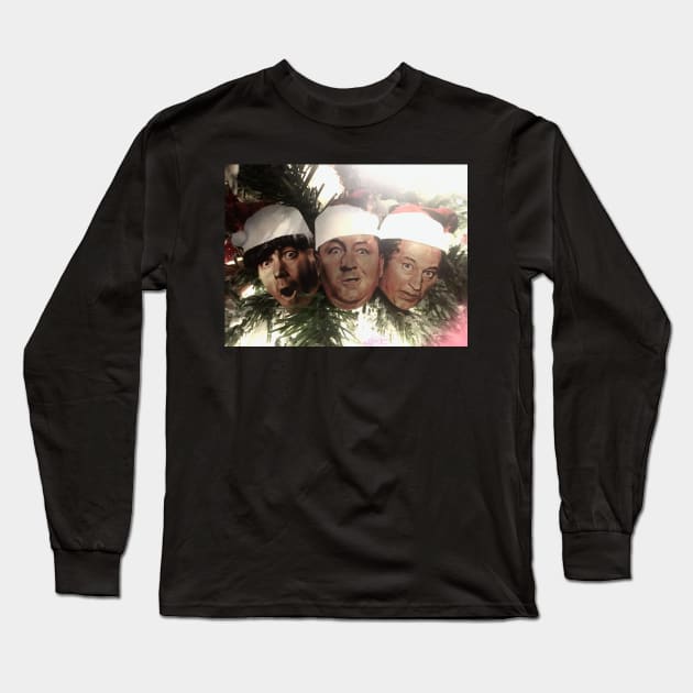 The Three Stooges Merry Christmas Long Sleeve T-Shirt by daphberry